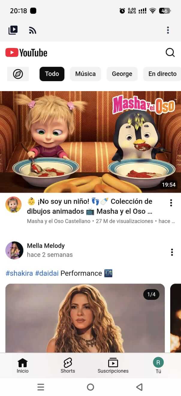 YouTube Móvil captura 2